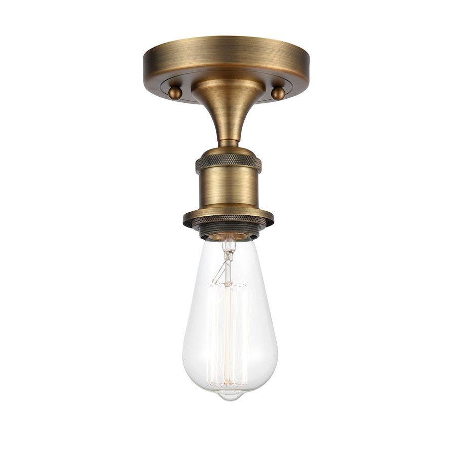 Innovations Bare Bulb 4.5" 1 Light Semi-Flush, Amber/Brushed Brass