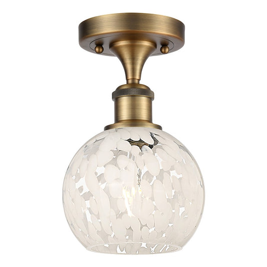 Innovations Ballston 6in 1-Light Semi-Flush Mount | Modern Brushed Brass and White Mouchette Glass | Hallway & Bedroom Ceiling | Model 516-1C-BB-G1216-6WM
