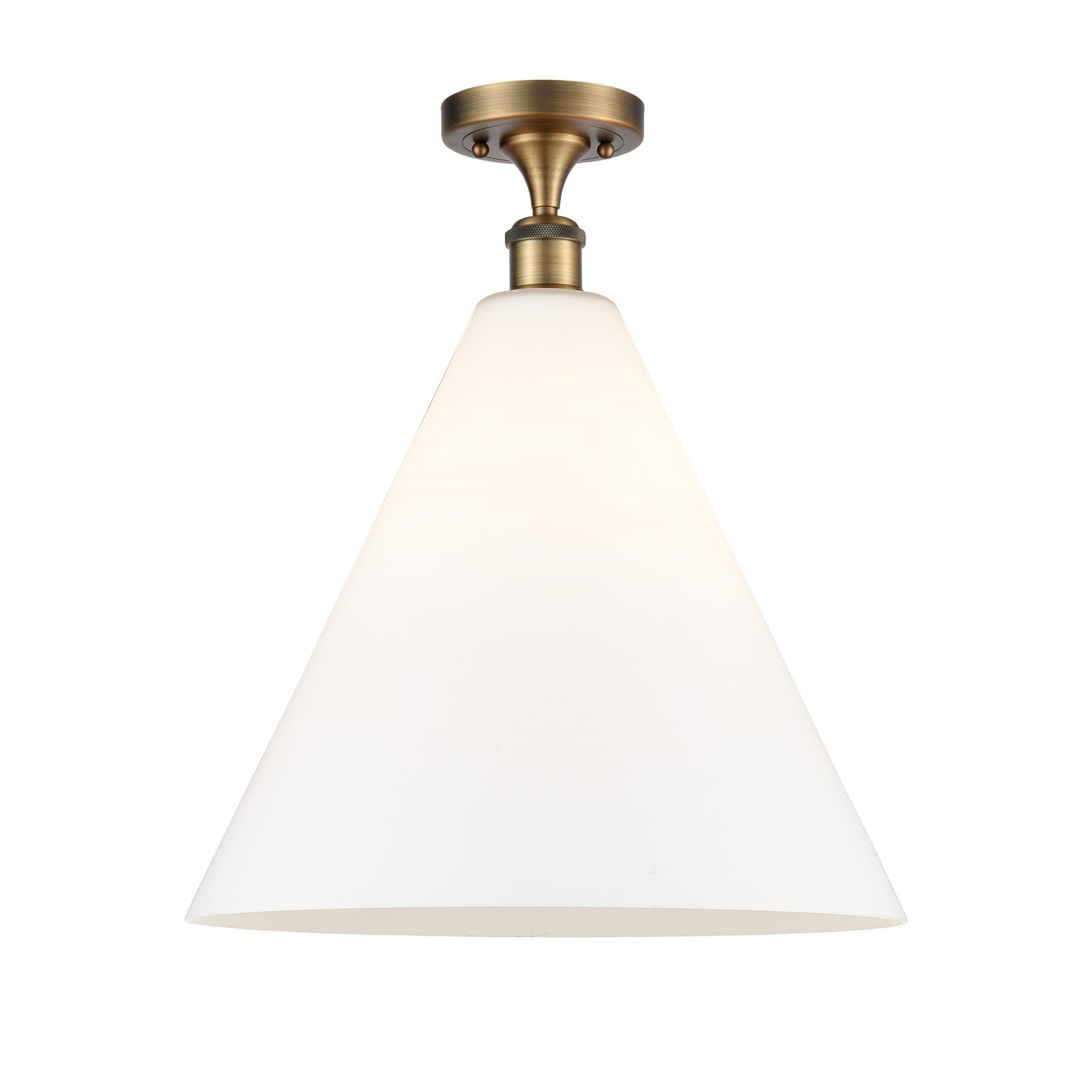 Innovations Berkshire 16in 1-Light Semi-Flush Mount | Industrial Brushed Brass and Matte White Glass | Kitchen & Bathroom Damp | Model 516-1C-BB-GBC-161