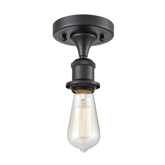 Innovations 516 1 Light Bare Bulb 4.5" Semi-Flush Mount, Matte Black