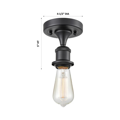 Innovations 516 1 Light Bare Bulb 4.5" Semi-Flush Mount, Matte Black
