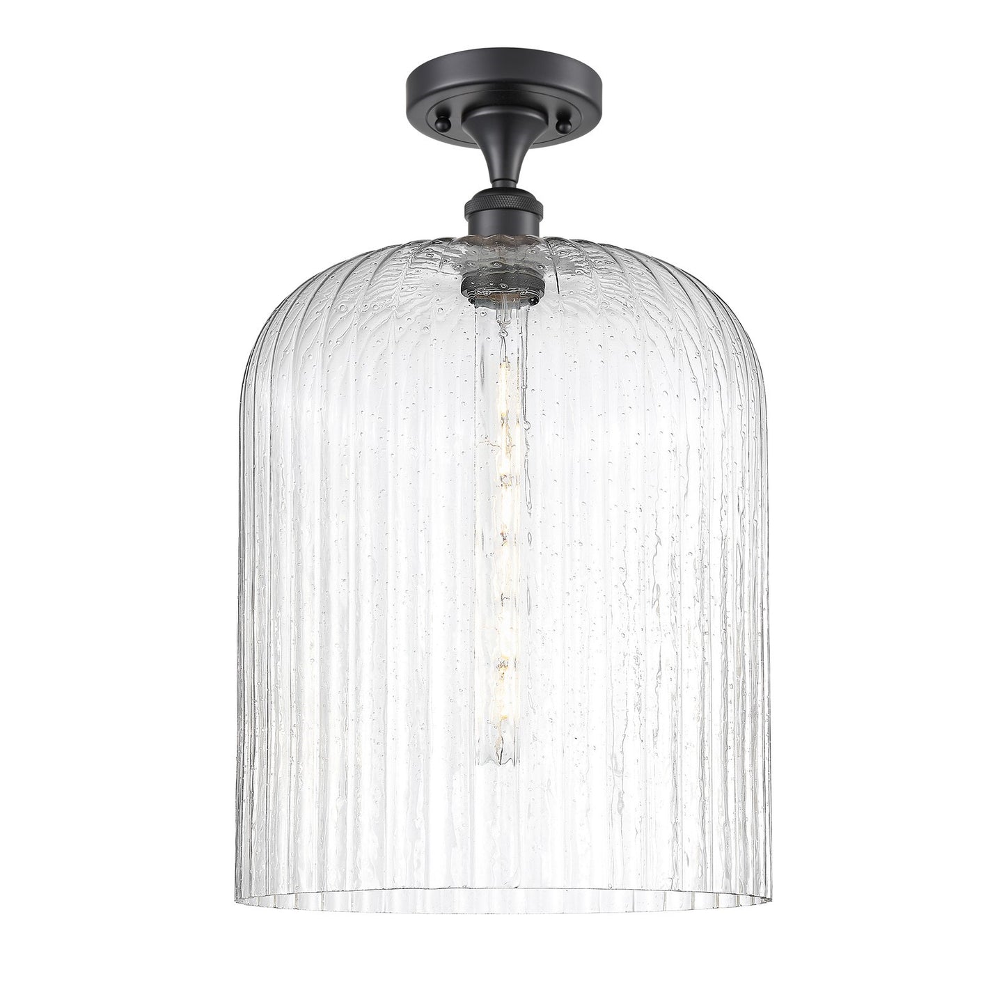 Innovations Bridal Veil 5in 1-Light Semi-Flush | Art Nouveau Matte Black and Seedy Glass | Kitchen & Hallway | Model 516-1C-BK-G559-12SDY