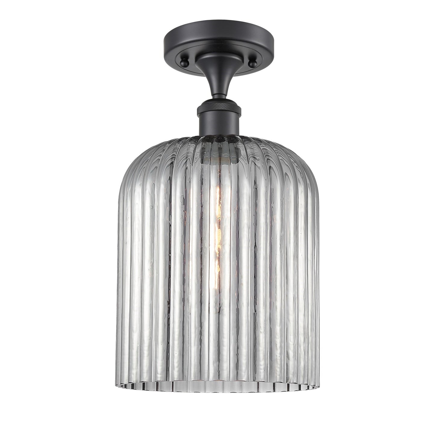 Innovations Bridal Veil 5in 1-Light Semi-Flush | Art Nouveau Matte Black and Light Smoke Glass | Bedroom & Hallway | Model 516-1C-BK-G559-8SM