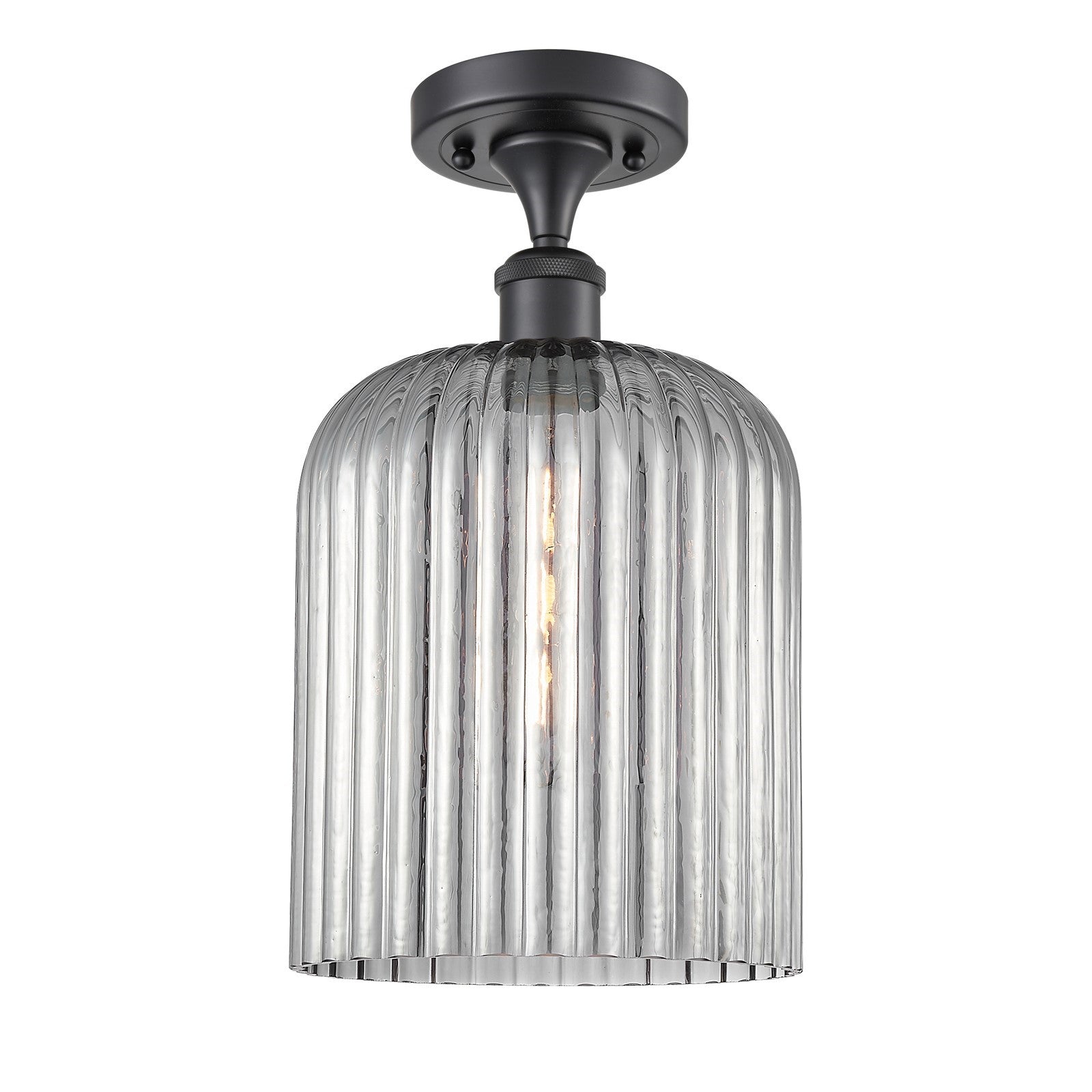 Innovations Bridal Veil 5in 1-Light Semi-Flush | Art Nouveau Matte Black and Light Smoke Glass | Bedroom & Hallway | Model 516-1C-BK-G559-8SM