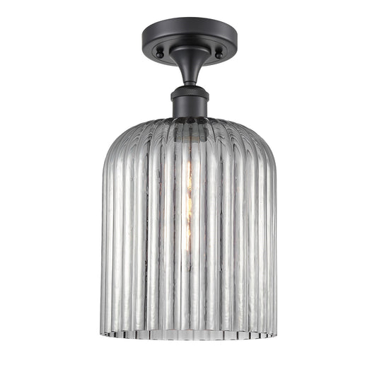 Innovations Bridal Veil 5in 1-Light Semi-Flush | Art Nouveau Matte Black and Light Smoke Glass | Bedroom & Hallway | Model 516-1C-BK-G559-8SM