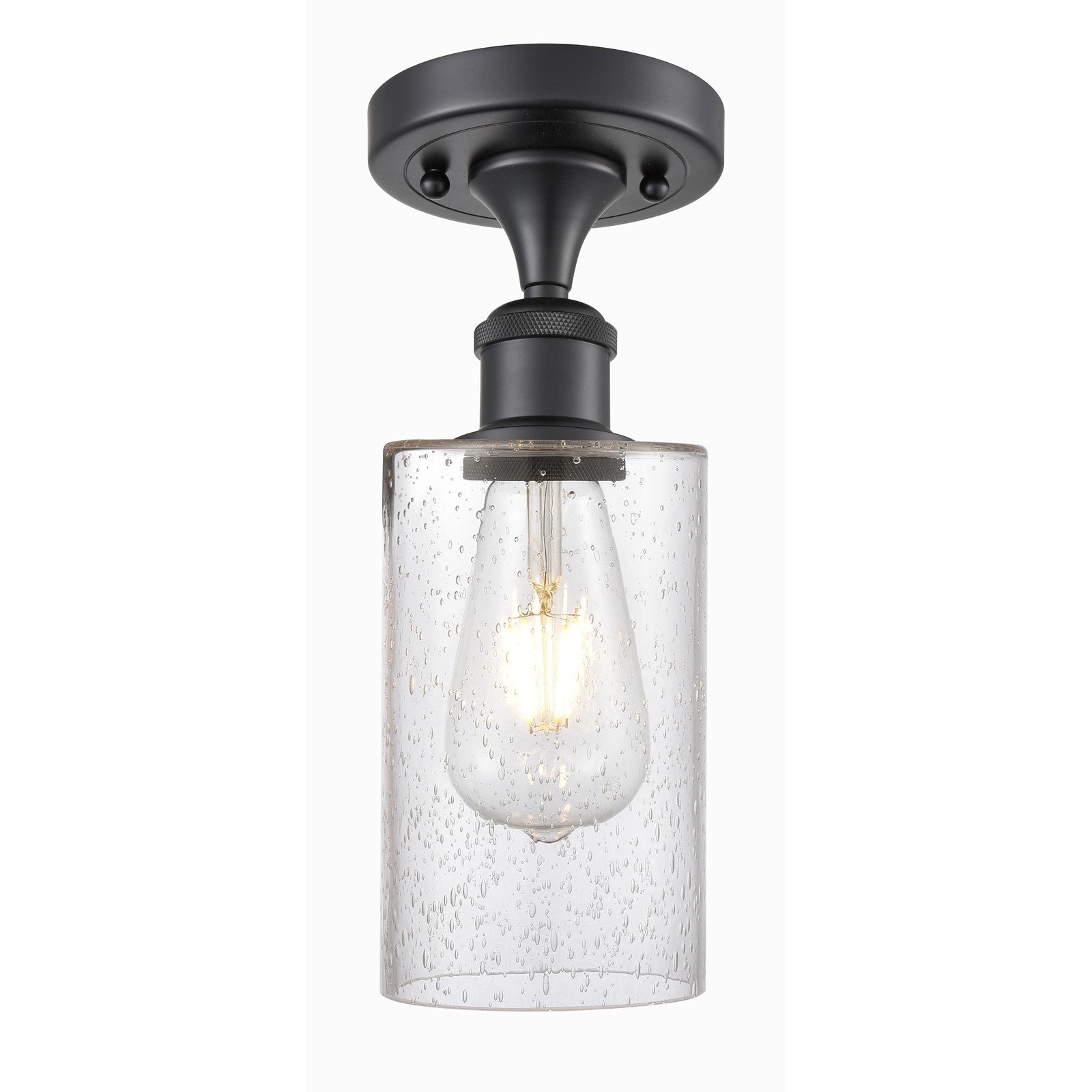 Innovations Clymer 4in 1-Light Semi-Flush | Modern Matte Black and Seedy Glass | Kitchen & Hallway | 3.88 x 10.12 x 3.88 in | Model 516-1C-BK-G804