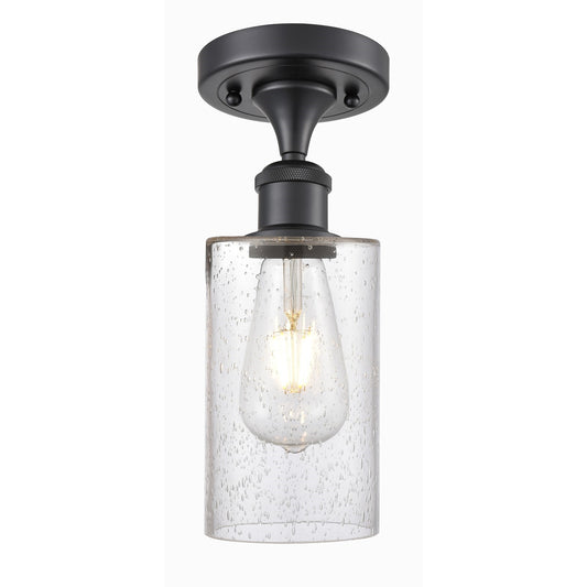 Innovations Clymer 4in 1-Light Semi-Flush | Modern Matte Black and Seedy Glass | Kitchen & Hallway | 3.88 x 10.12 x 3.88 in | Model 516-1C-BK-G804
