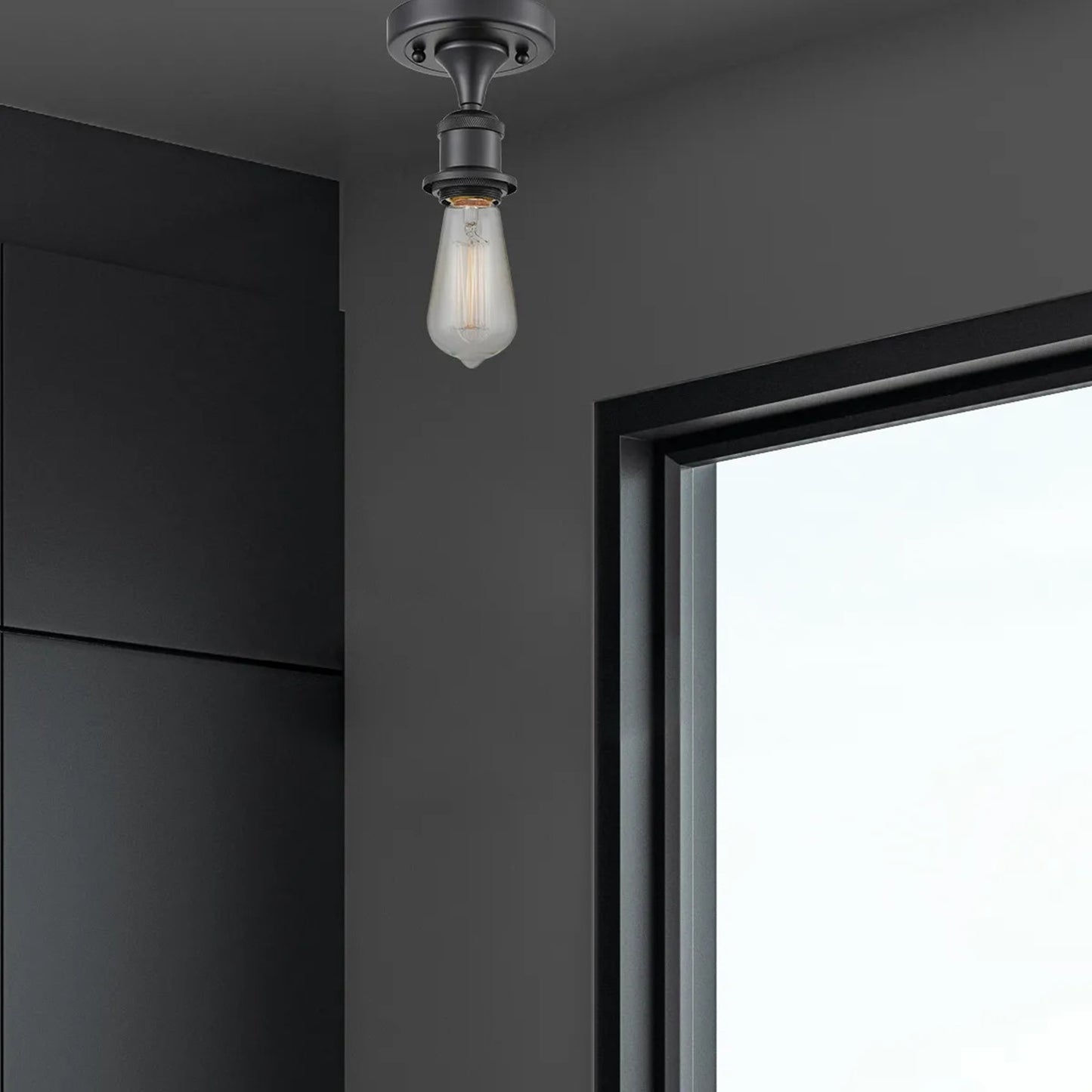 Innovations 1 Light LED Bare Bulb 4.5" Semi-Flush, Black C