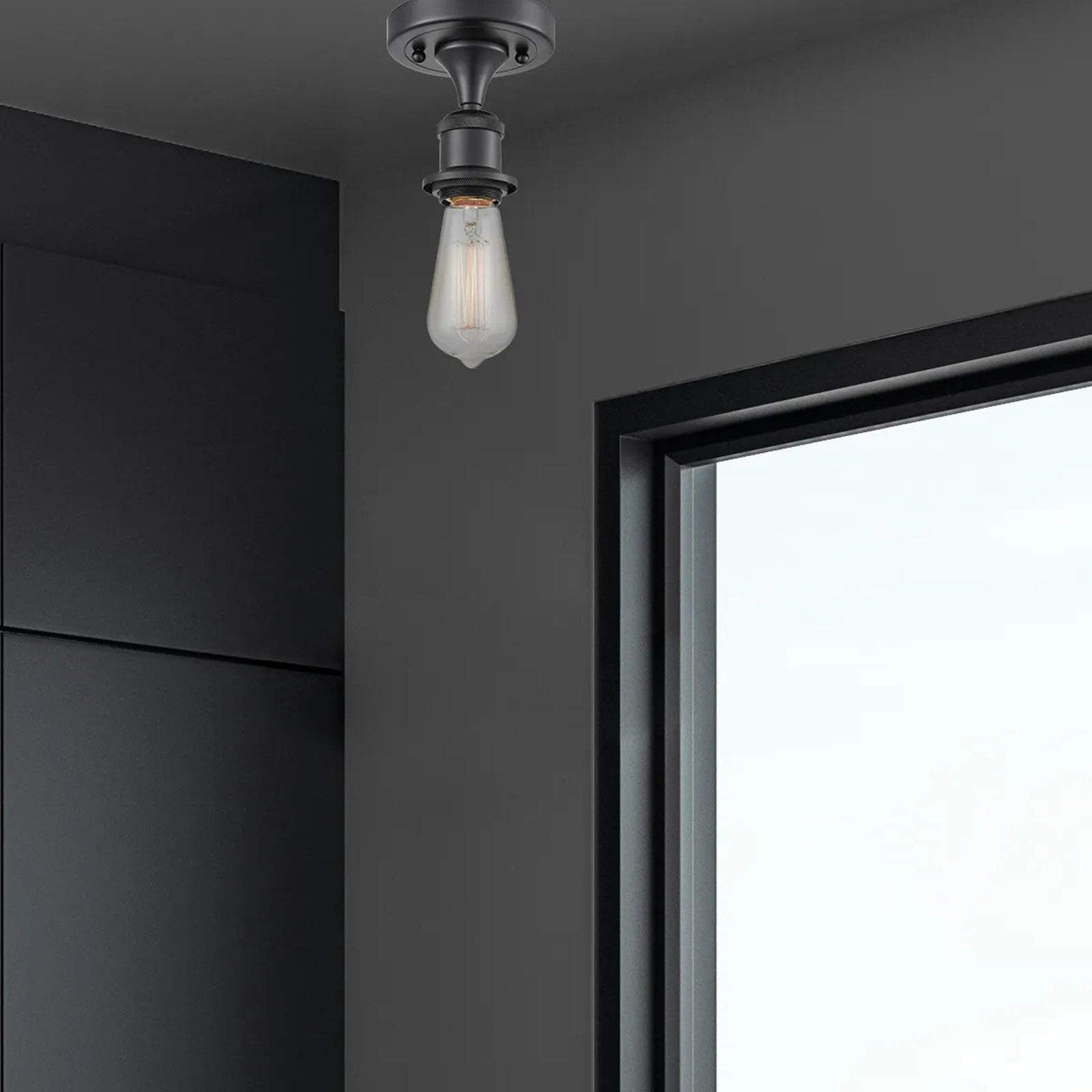 Innovations 1 Light LED Bare Bulb 4.5" Semi-Flush, Black C