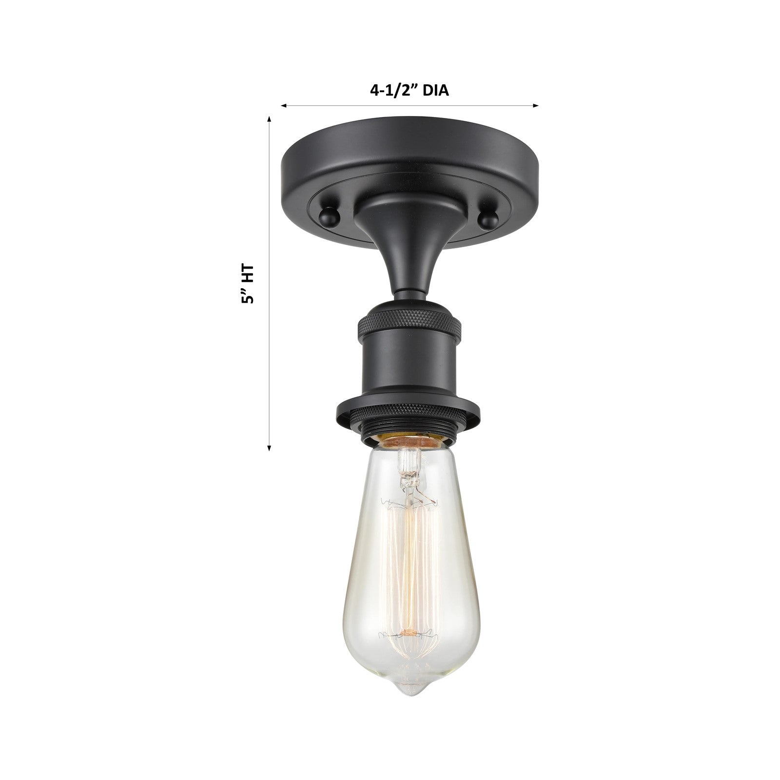Innovations 1 Light LED Bare Bulb 4.5" Semi-Flush, Black C
