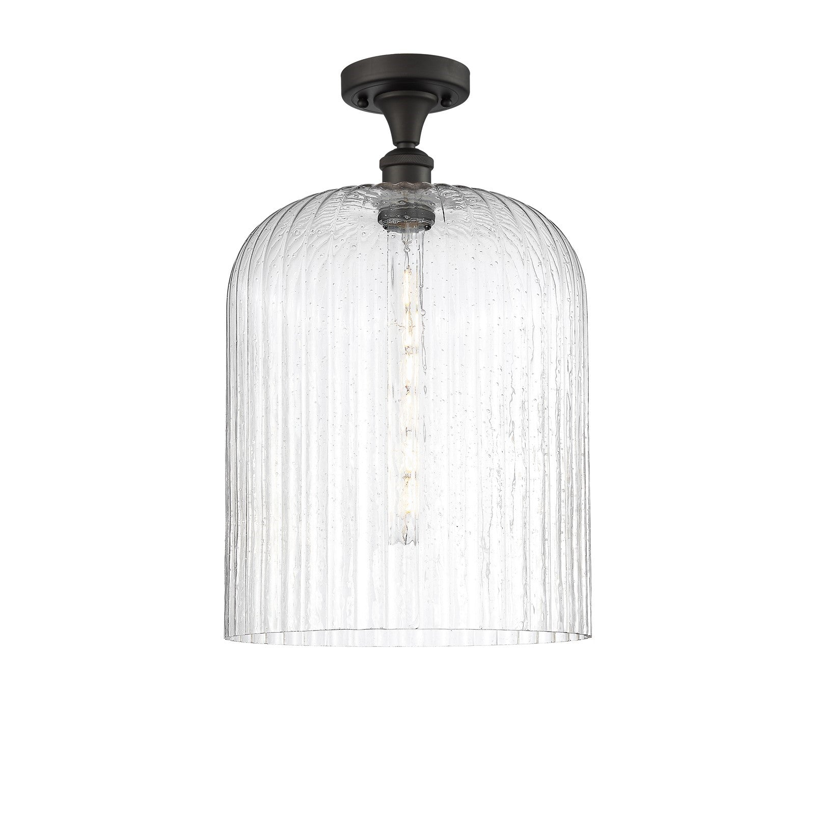 Innovations Bridal Veil 5in 1-Light Semi-Flush | Art Nouveau Oil Rubbed Bronze and Seedy Glass | Entryway & Hallway | Model 516-1C-OB-G559-12SDY