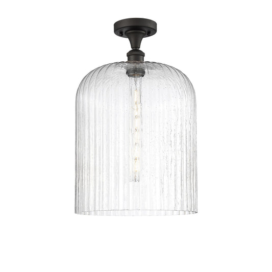 Innovations Bridal Veil 5in 1-Light Semi-Flush | Art Nouveau Oil Rubbed Bronze and Seedy Glass | Entryway & Hallway | Model 516-1C-OB-G559-12SDY