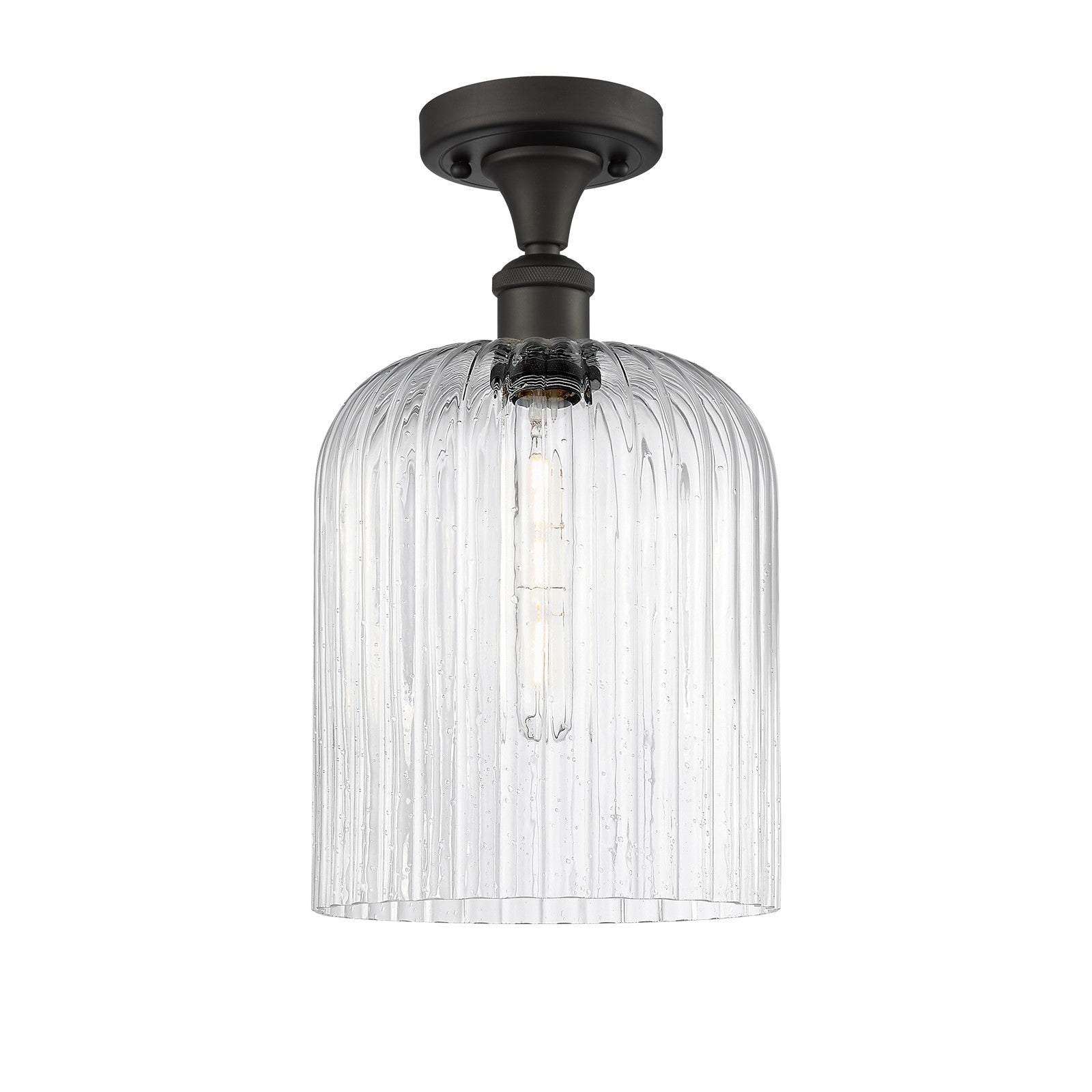 Innovations Bridal Veil 5in 1-Light Semi-Flush | Art Nouveau Oil Rubbed Bronze and Seedy Glass | Entryway & Hallway | Model 516-1C-OB-G559-8SDY