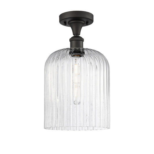 Innovations Bridal Veil 5in 1-Light Semi-Flush | Art Nouveau Oil Rubbed Bronze and Seedy Glass | Entryway & Hallway | Model 516-1C-OB-G559-8SDY