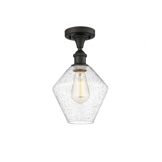Innovations Ballston Cindyrella 8in 1-Light Semi-Flush Mount | Nautical Art Nouveau Oil Rubbed Bronze and Seedy Glass | Entryway | Model 516-1C-OB-G654-8