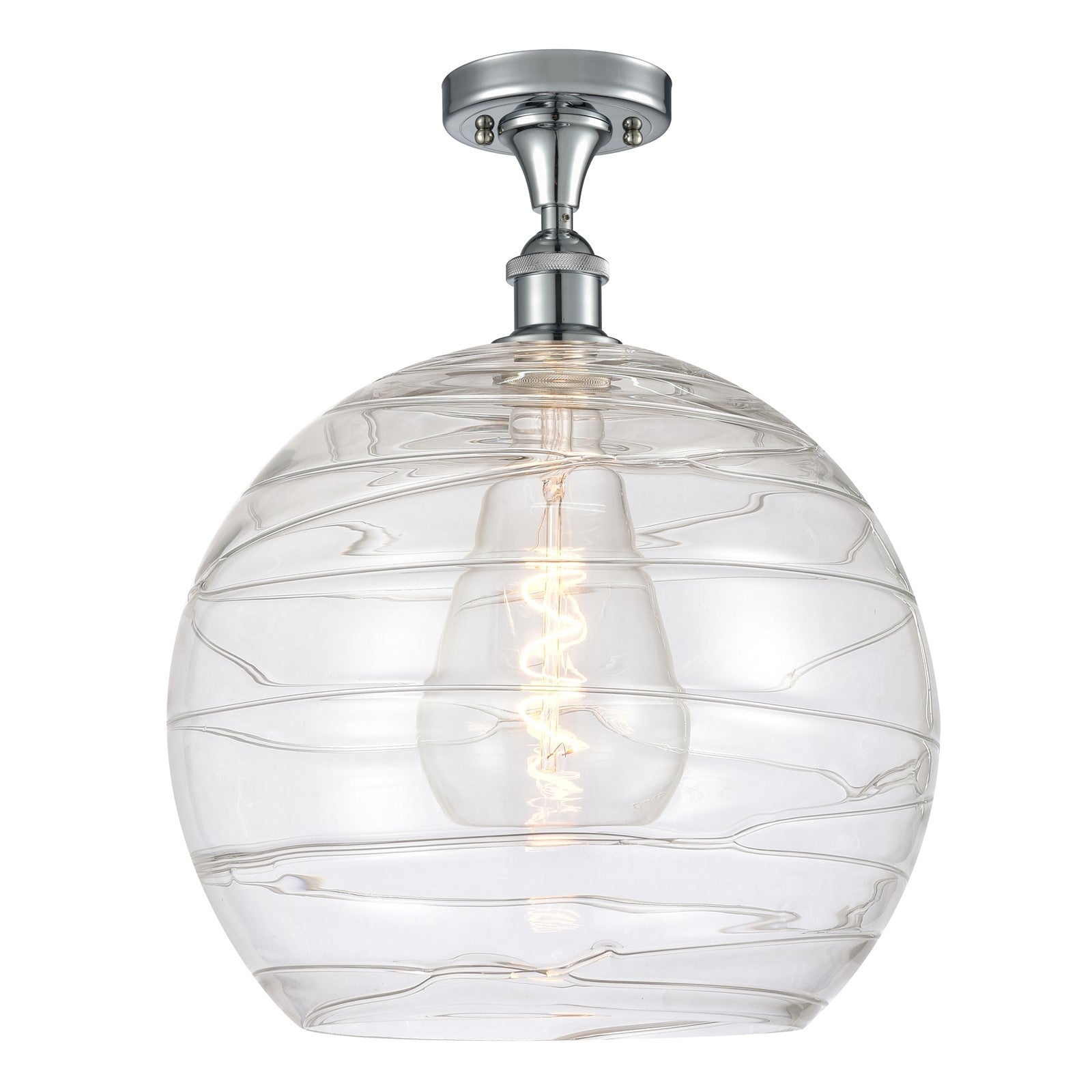 Innovations Athens Deco Swirl 14in 1-Light Semi-Flush | Industrial Polished Chrome and Clear Glass | Entryway & Bedroom | Model 516-1C-PC-G1213-14CL