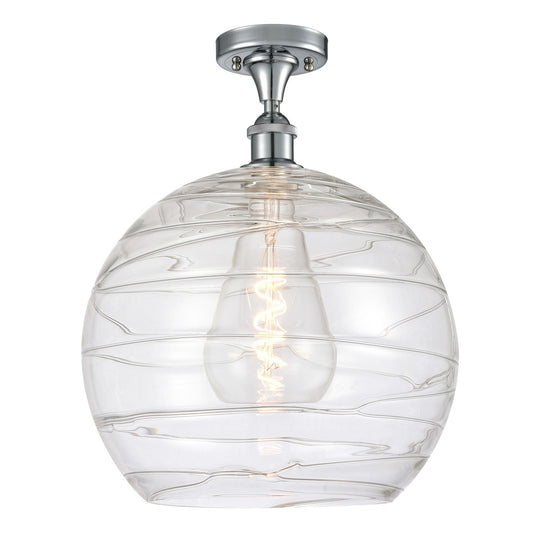 Innovations Athens Deco Swirl 14in 1-Light Semi-Flush | Industrial Polished Chrome and Clear Glass | Entryway & Bedroom | Model 516-1C-PC-G1213-14CL
