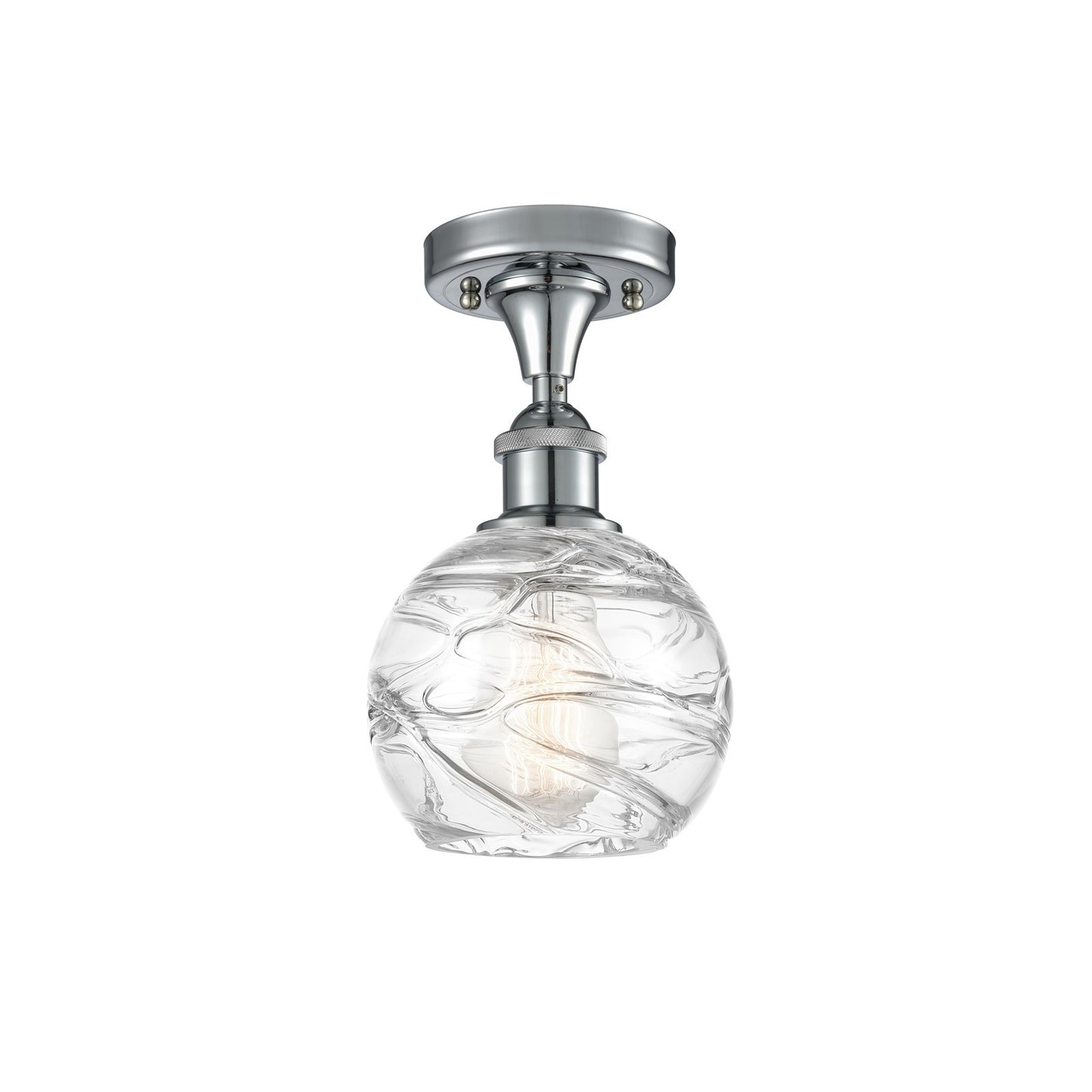 Innovations Athens Deco Swirl 6in 1-Light Semi-Flush | Industrial Polished Chrome and Clear Glass | Entryway & Bedroom | Model 516-1C-PC-G1213-6CL