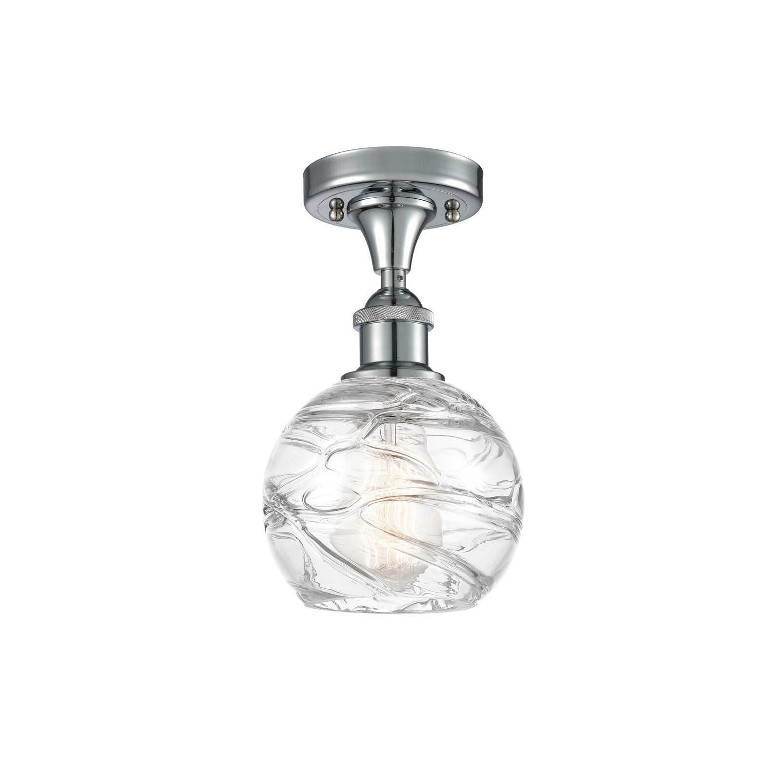 Innovations Athens Deco Swirl 6in 1-Light Semi-Flush | Industrial Polished Chrome and Clear Glass | Entryway & Bedroom | Model 516-1C-PC-G1213-6CL