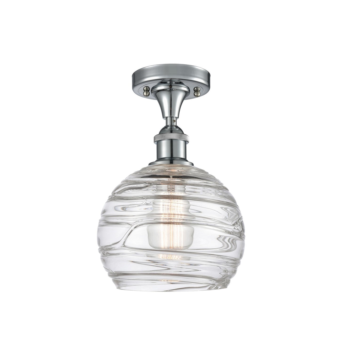 Innovations Athens Deco Swirl 8in 1-Light Semi-Flush | Industrial Polished Chrome and Clear Glass | Entryway & Bedroom | Model 516-1C-PC-G1213-8CL