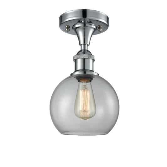 Innovations Athens 8in 1-Light Semi-Flush | Modern Contempo Polished Chrome and Clear Basket Weave Glass | Kitchen | Model 516-1C-PC-G122C-8CL