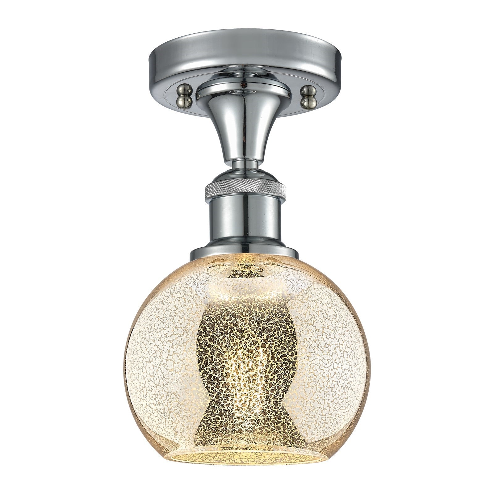 Innovations Athens 6in 1-Light Semi-Flush Mount | Industrial Polished Chrome and Mercury Glass | Hallway & Bedroom | Model 516-1C-PC-G128-6