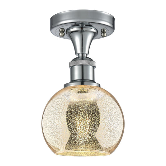 Innovations Athens 6in 1-Light Semi-Flush Mount | Industrial Polished Chrome and Mercury Glass | Hallway & Bedroom | Model 516-1C-PC-G128-6