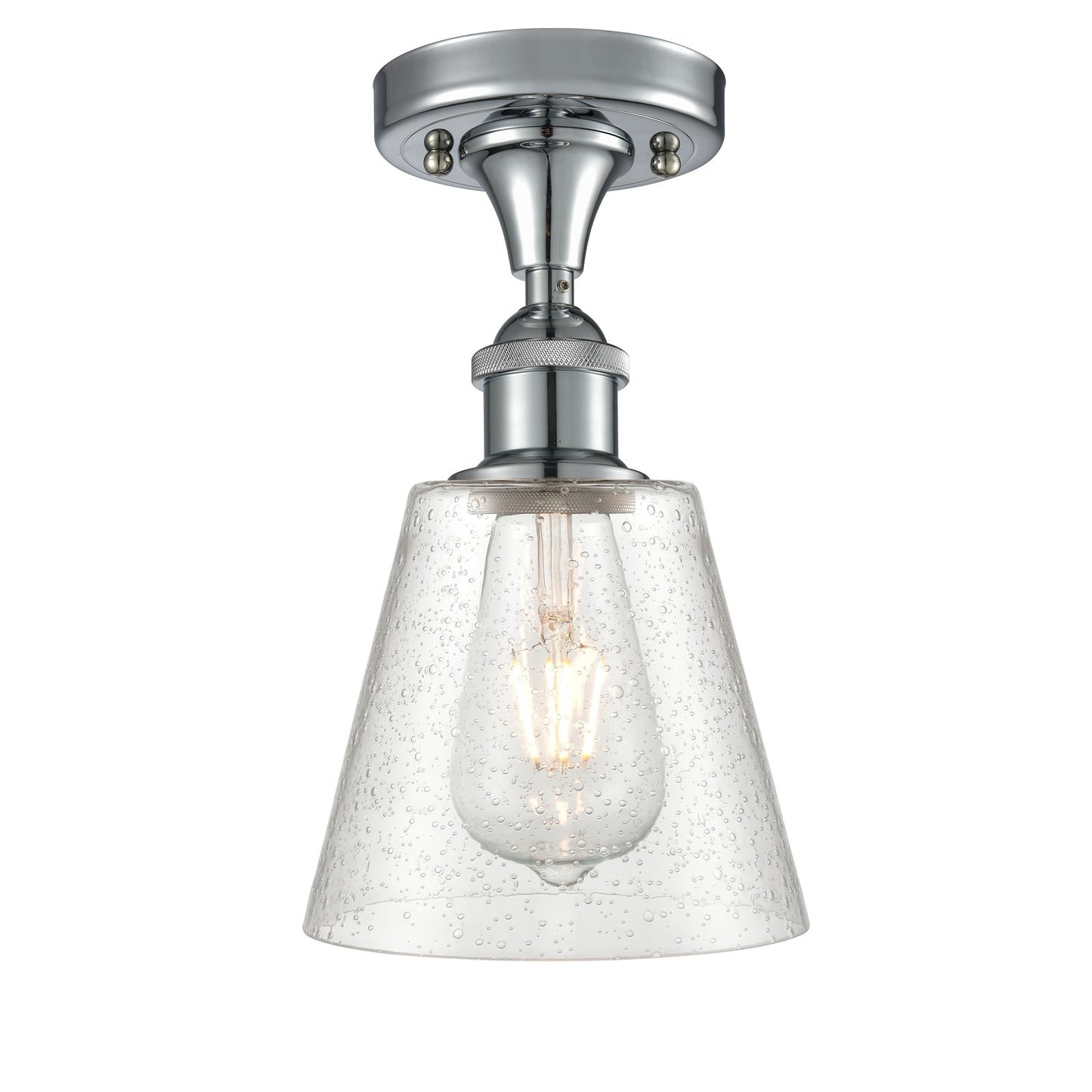 Innovations Caton 6in 1-Light Semi-Flush Mount | Industrial Polished Chrome and Frosted Glass | Hallway & Bedroom | Model 516-1C-PC-G454