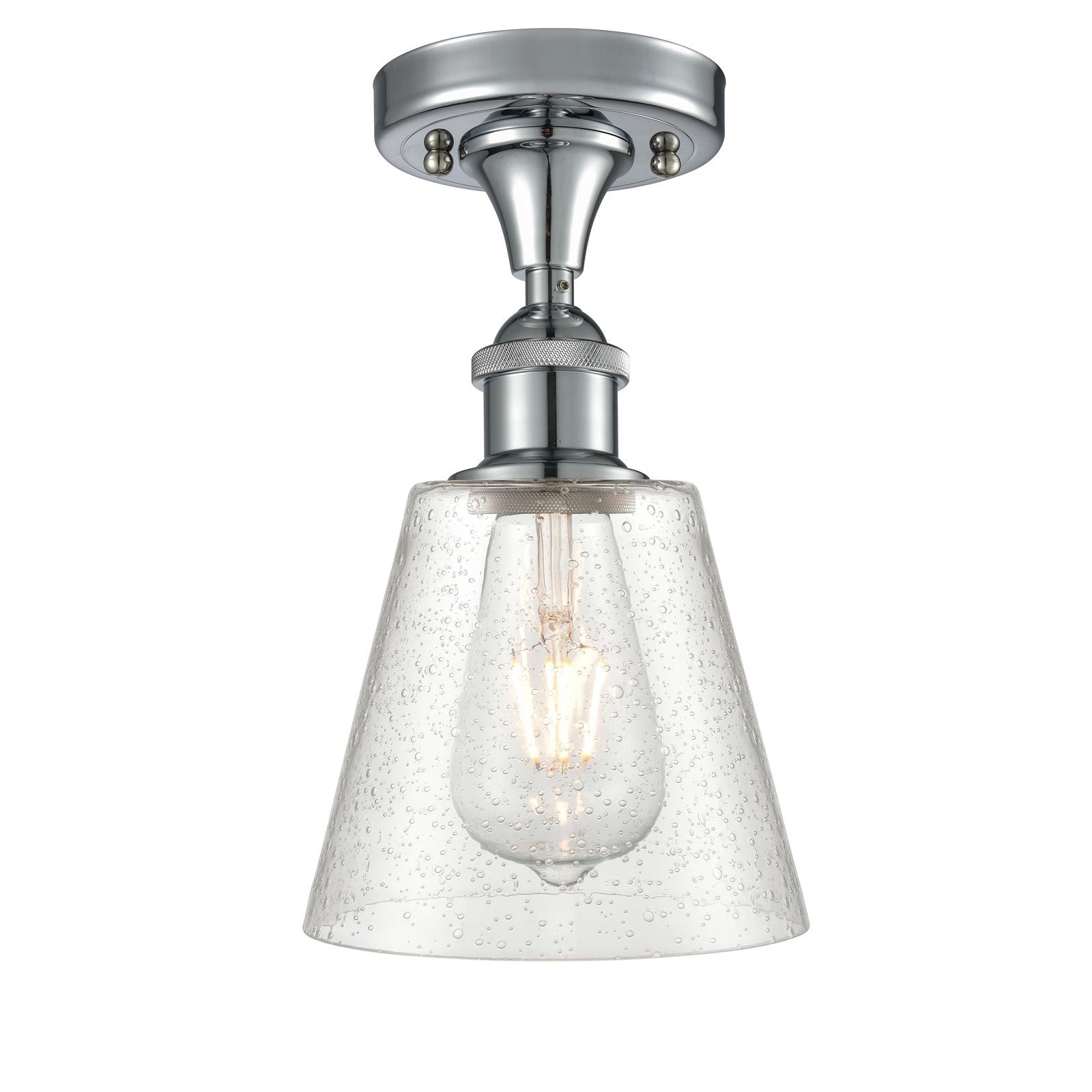 Innovations Caton 6in 1-Light Semi-Flush Mount | Industrial Polished Chrome and Frosted Glass | Hallway & Bedroom | Model 516-1C-PC-G454