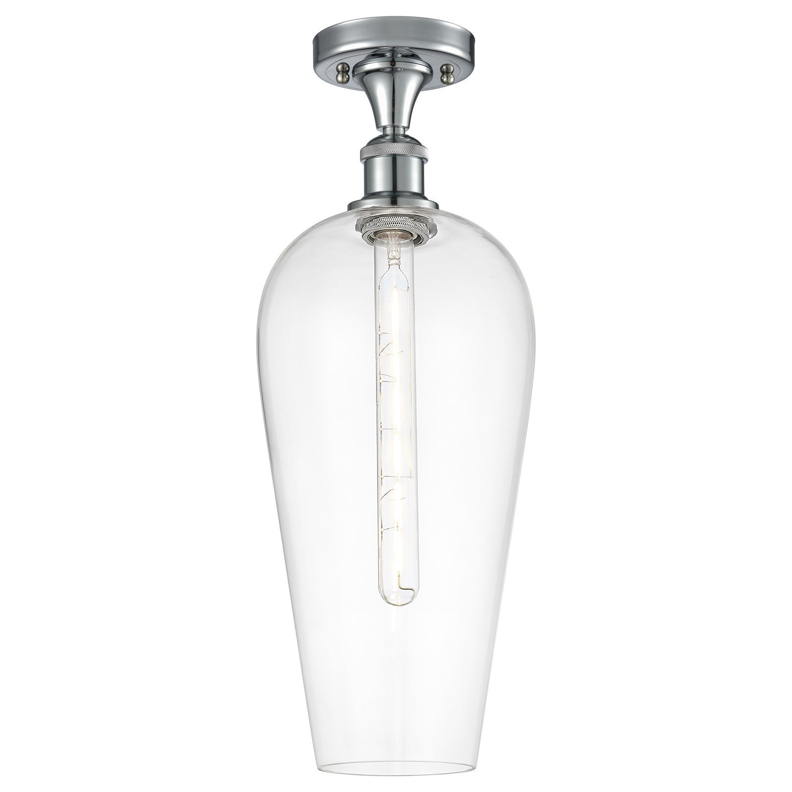 Innovations Chelsea 8in 1-Light Semi-Flush Mount | Industrial Polished Chrome and Clear Glass | Hallway & Bedroom | Model 516-1C-PC-G456-8CL