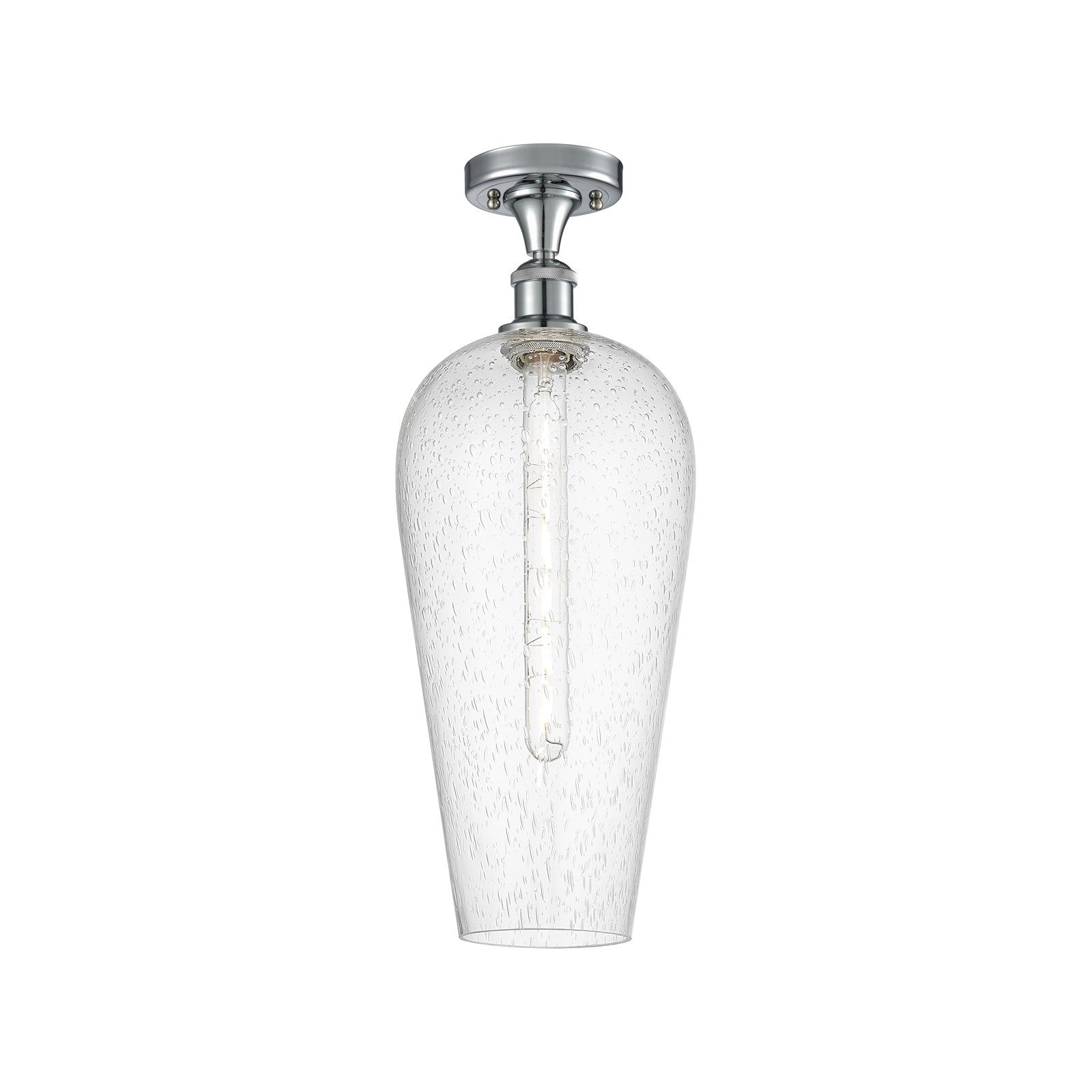 Innovations Chelsea 8in 1-Light Semi-Flush Mount | Industrial Polished Chrome and Seedy Glass | Hallway & Entryway | Model 516-1C-PC-G456-8SDY