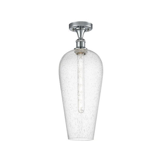 Innovations Chelsea 8in 1-Light Semi-Flush Mount | Industrial Polished Chrome and Seedy Glass | Hallway & Entryway | Model 516-1C-PC-G456-8SDY