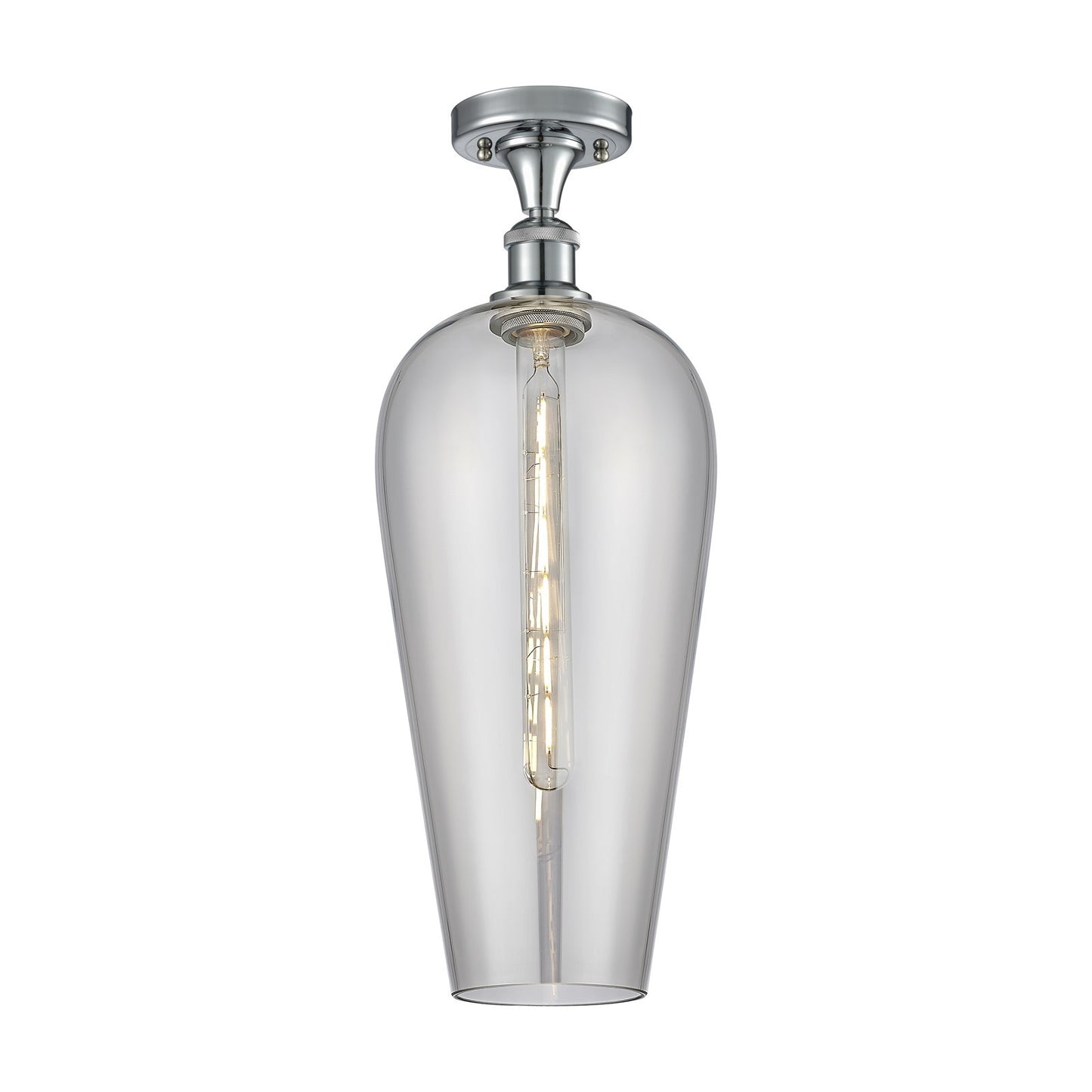 Innovations Chelsea 8in 1-Light Semi-Flush Mount | Industrial Polished Chrome and Light Smoke Glass | Hallway & Entryway | Model 516-1C-PC-G456-8SM