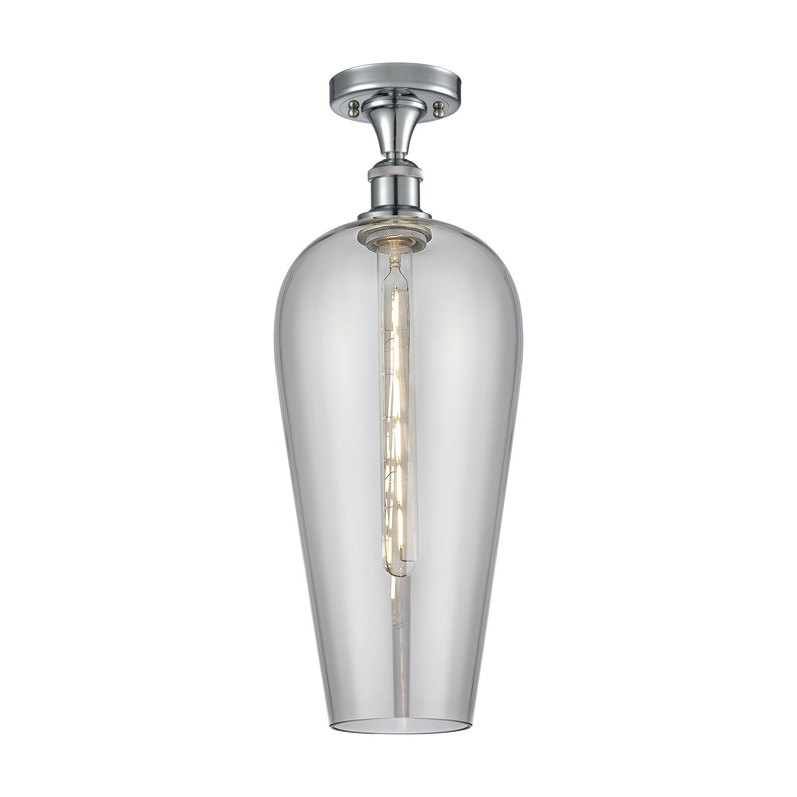 Innovations Chelsea 8in 1-Light Semi-Flush Mount | Industrial Polished Chrome and Light Smoke Glass | Hallway & Entryway | Model 516-1C-PC-G456-8SM
