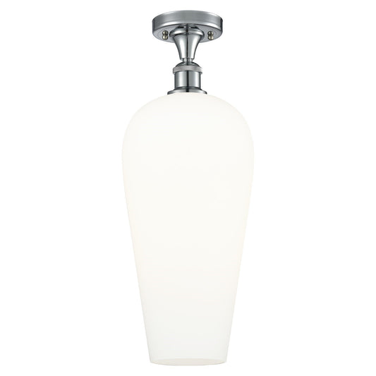Innovations Chelsea 8in 1-Light Semi-Flush Mount | Industrial Polished Chrome and White Glass | Hallway & Entryway | Model 516-1C-PC-G456-8WH