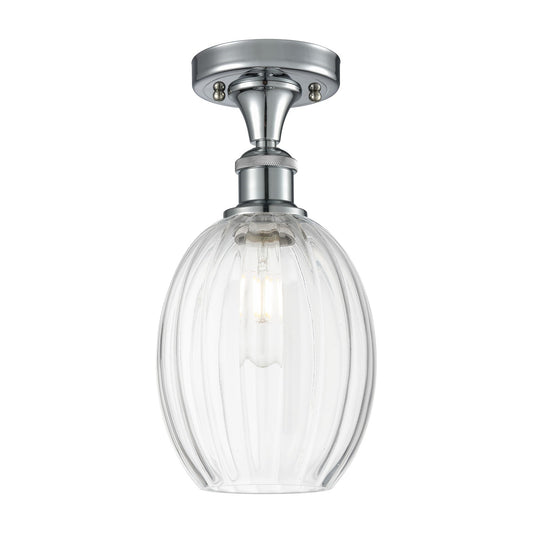 Innovations Preston Bulb 6in 1-Light Semi-Flush | Industrial Polished Chrome and Clear Glass | Kitchen & Hallway | Model 516-1C-PC-G459-6CL