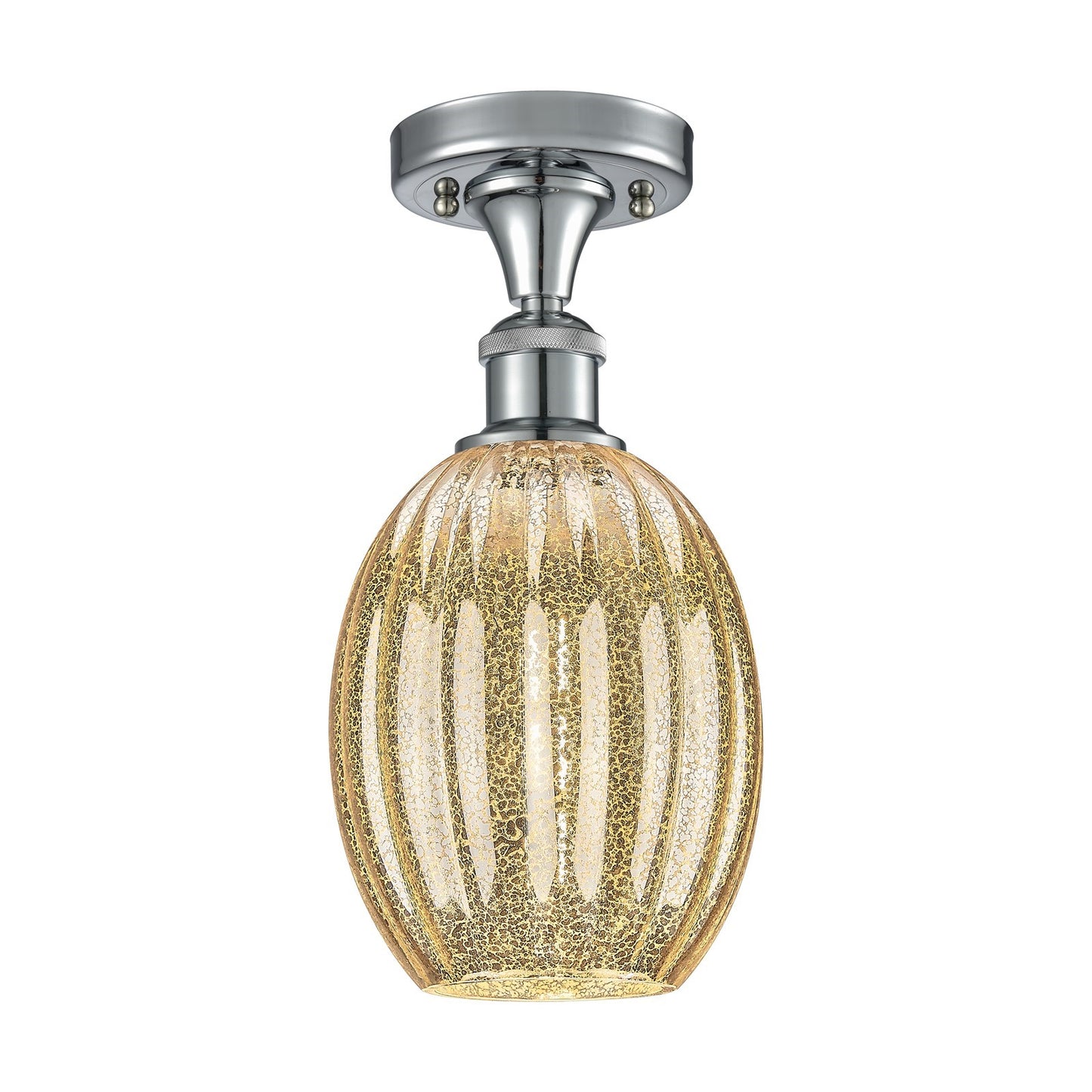Innovations Preston Bulb 6in 1-Light Semi-Flush | Industrial Polished Chrome and Mercury Glass | Kitchen & Hallway | Model 516-1C-PC-G459-6ME