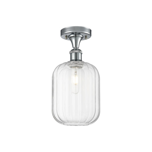 Innovations Preston Cylinder 7in 1-Light Semi-Flush | Industrial Polished Chrome and Clear Glass | Kitchen & Hallway | Model 516-1C-PC-G460-7CL