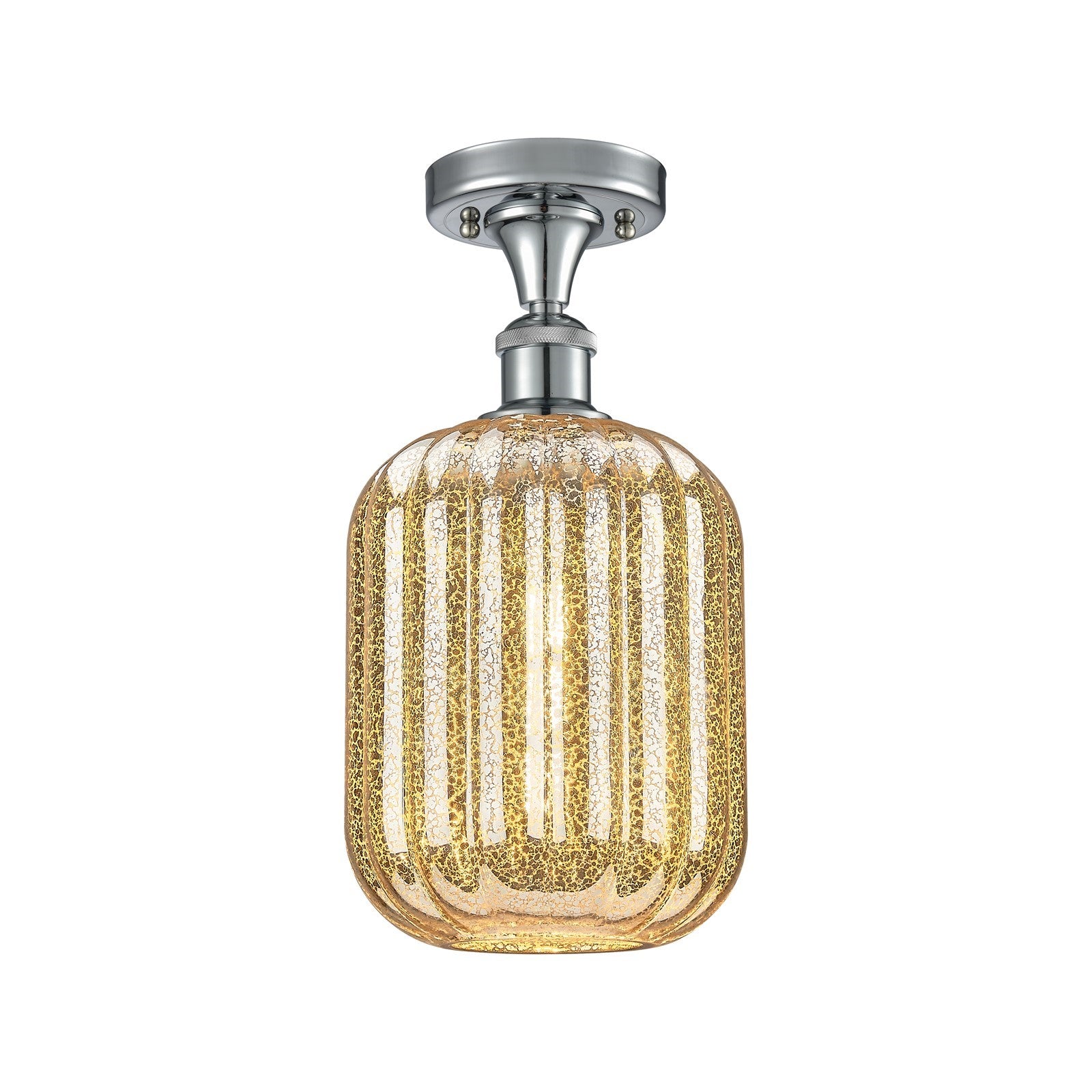 Innovations Preston Cylinder 7in 1-Light Semi-Flush | Industrial Polished Chrome and Mercury Glass | Kitchen & Hallway | Model 516-1C-PC-G460-7ME