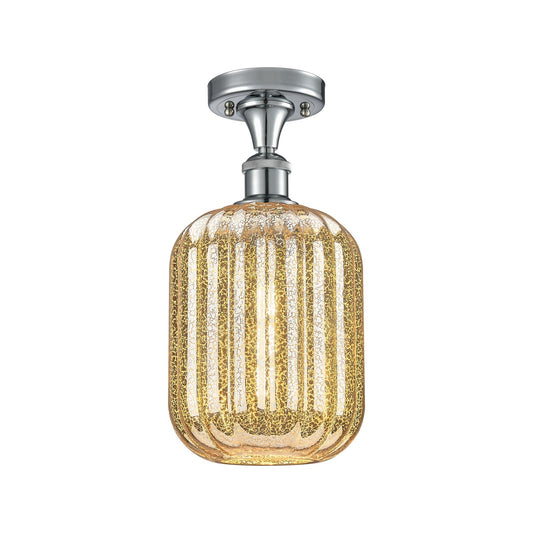 Innovations Preston Cylinder 7in 1-Light Semi-Flush | Industrial Polished Chrome and Mercury Glass | Kitchen & Hallway | Model 516-1C-PC-G460-7ME