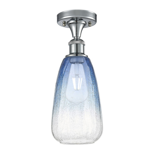 Innovations Brookhaven Almond 6in 1-Light Semi-Flush | Industrial Polished Chrome and Sapphire Blue Glass | Kitchen | Model 516-1C-PC-G480-6SB
