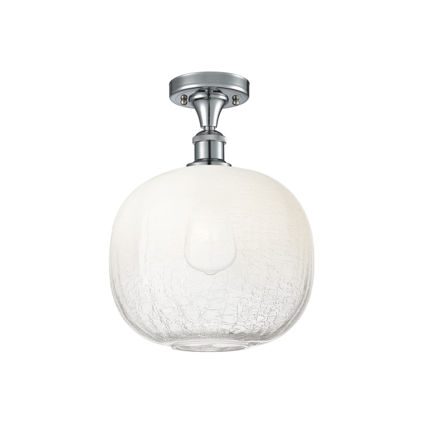 Innovations Brookhaven Sphere 10.5in 1-Light Semi-Flush | Industrial Polished Chrome and Opal Glass | Kitchen & Hallway | Model 516-1C-PC-G481-10OP