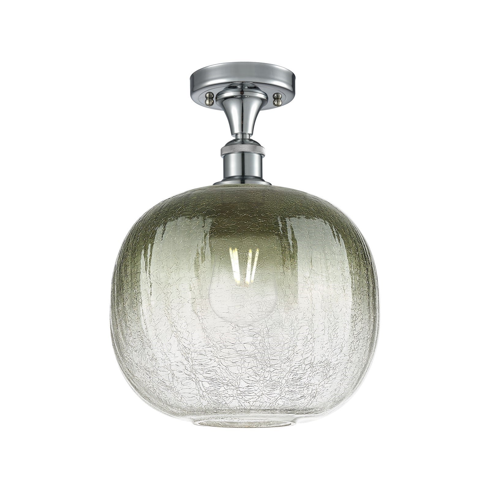 Innovations Brookhaven Sphere 10.5in 1-Light Semi-Flush | Industrial Polished Chrome and Slate Glass | Kitchen & Hallway | Model 516-1C-PC-G481-10SL