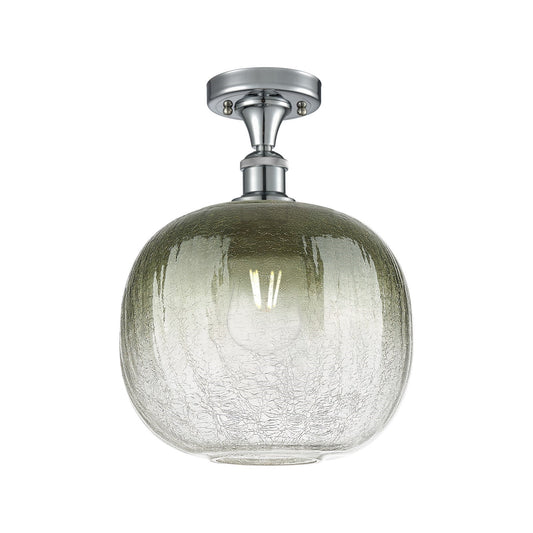 Innovations Brookhaven Sphere 10.5in 1-Light Semi-Flush | Industrial Polished Chrome and Slate Glass | Kitchen & Hallway | Model 516-1C-PC-G481-10SL