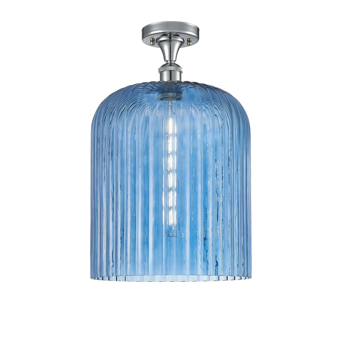 Innovations Bridal Veil 5in 1-Light Semi-Flush | Art Nouveau Polished Chrome and Princess Blue Glass | Kitchen & Hallway | Model 516-1C-PC-G559-12BL