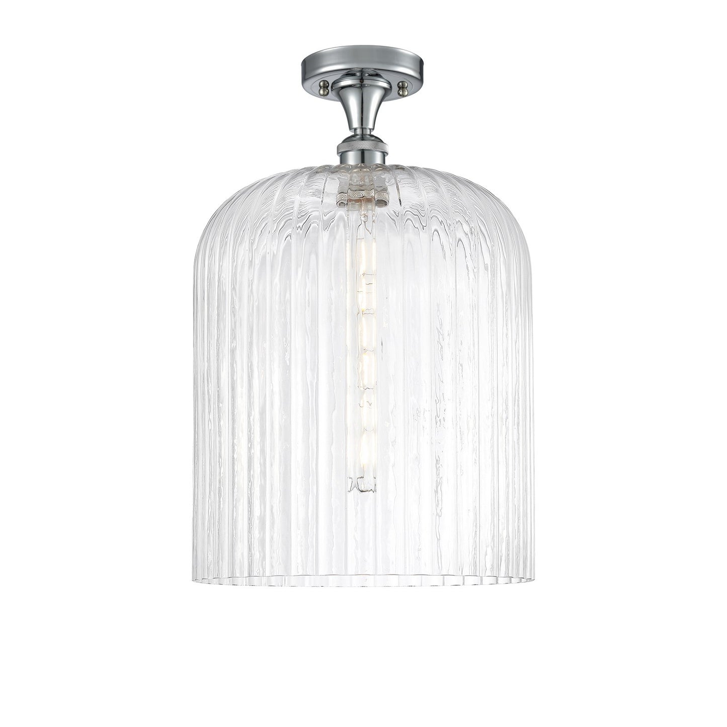 Innovations Bridal Veil 5in 1-Light Semi-Flush | Art Nouveau Polished Chrome and Clear Ribbed Glass | Hallway & Bathroom | Model 516-1C-PC-G559-12CL