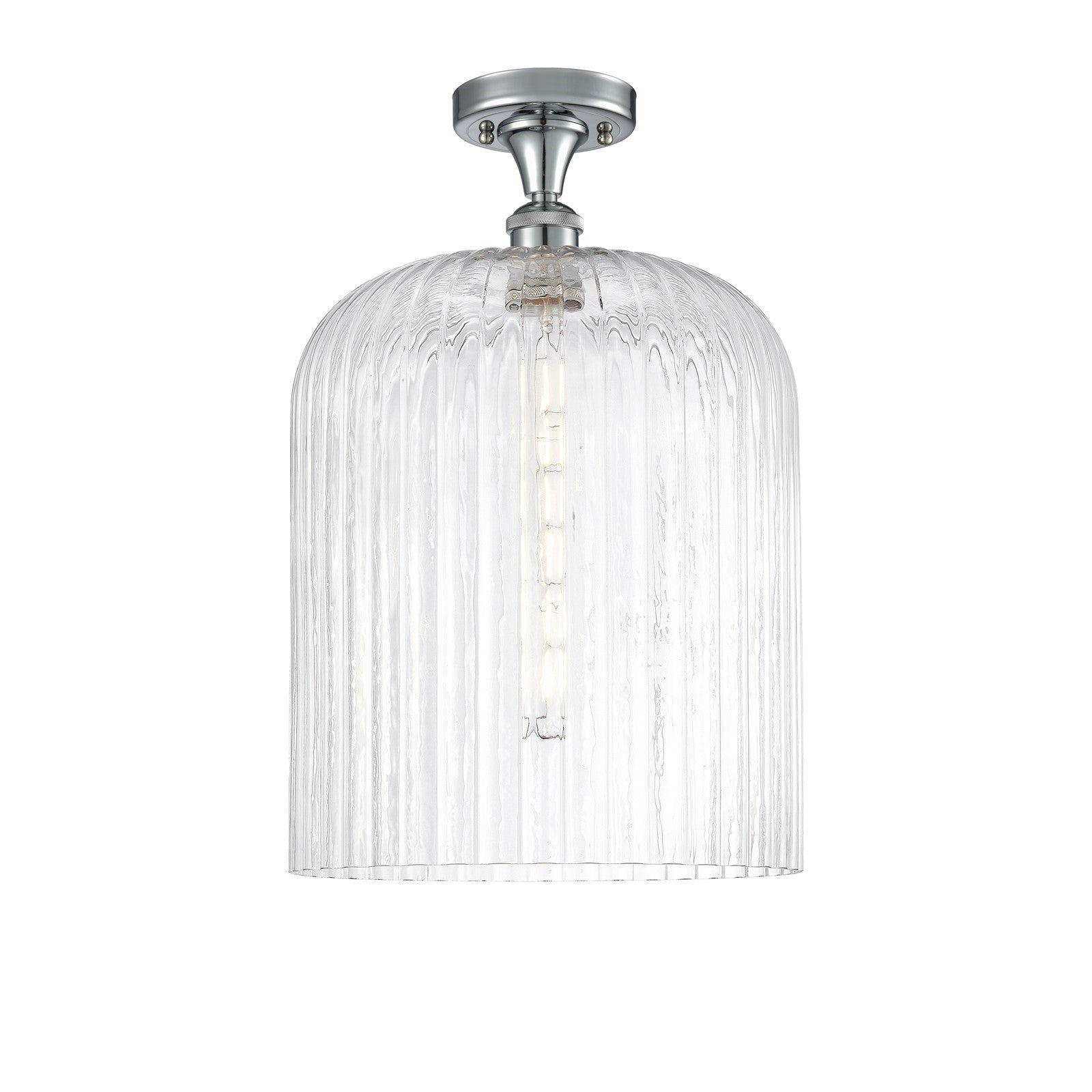 Innovations Bridal Veil 5in 1-Light Semi-Flush | Art Nouveau Polished Chrome and Clear Ribbed Glass | Hallway & Bathroom | Model 516-1C-PC-G559-12CL