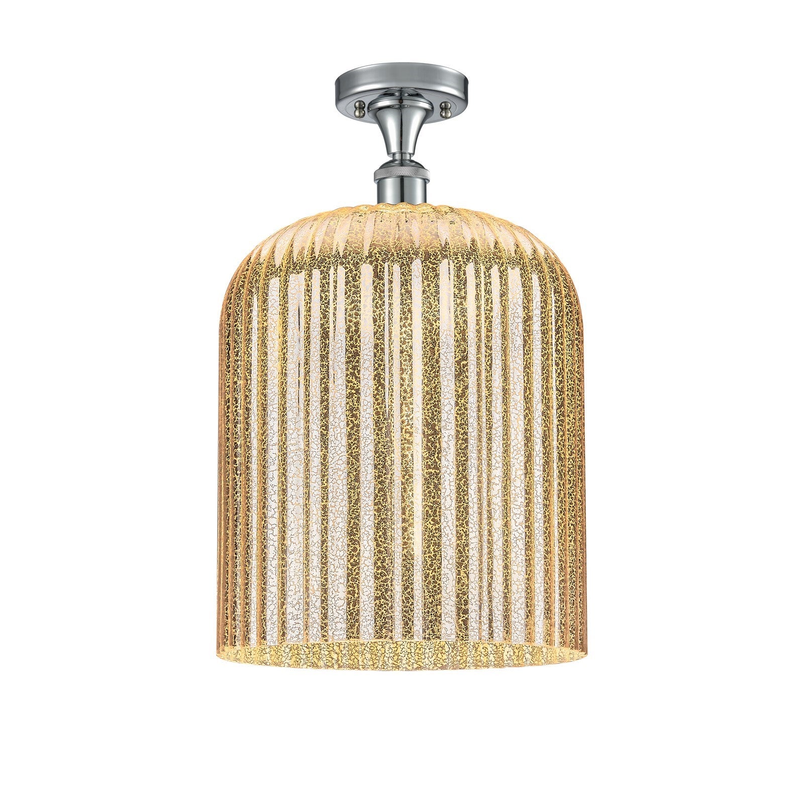 Innovations Bridal Veil 5in 1-Light Semi-Flush | Art Nouveau Polished Chrome and Mercury Glass | Hallway & Bathroom | Model 516-1C-PC-G559-12ME