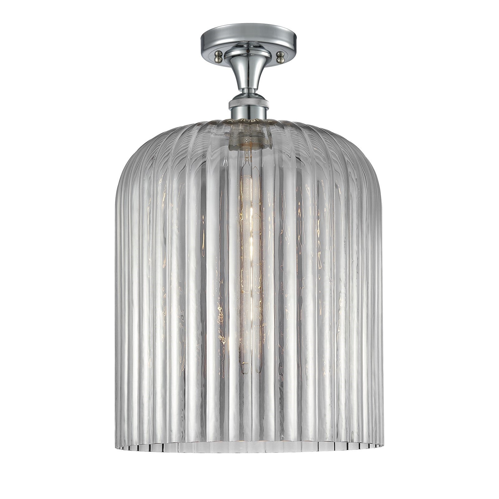 Innovations Bridal Veil 5in 1-Light Semi-Flush | Art Nouveau Polished Chrome and Light Smoke Glass | Hallway & Foyer | Model 516-1C-PC-G559-12SM