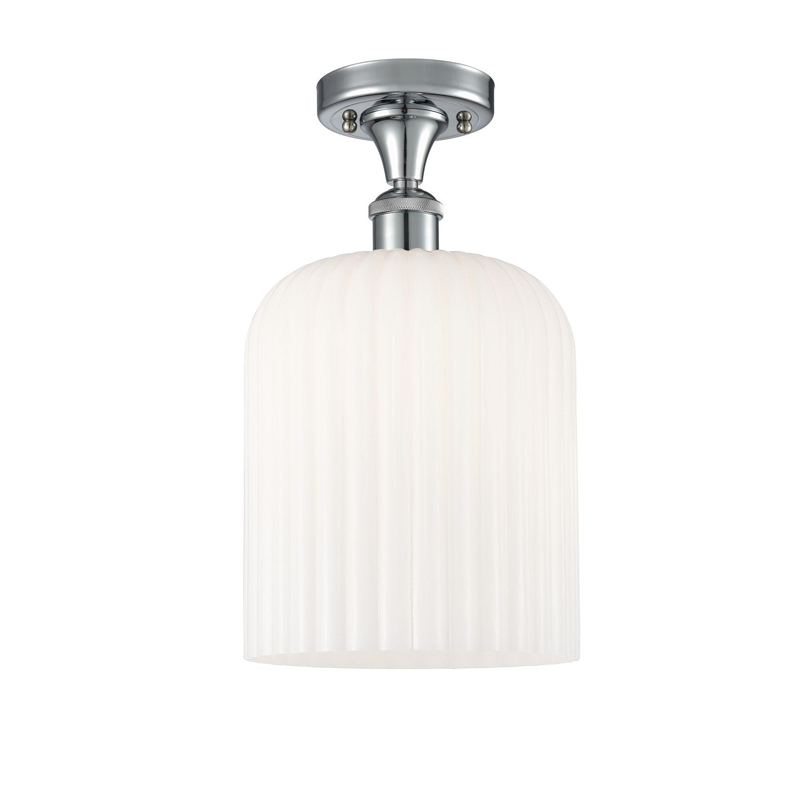 Innovations Bridal Veil 5in 1-Light Semi-Flush | Art Nouveau Polished Chrome and Gloss White Glass | Hallway & Foyer | Model 516-1C-PC-G559-8GWH